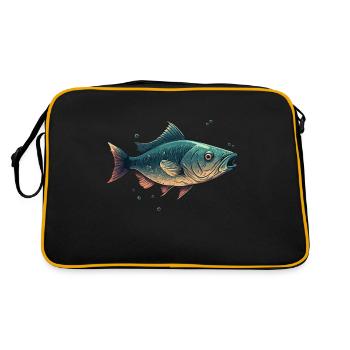 Fisch - Retro Tasche - Schwarz/Gold - Hinten