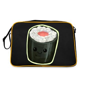 Maki Sushi Roll avec visage kawaii Illustration - Sac Retro - noir/or - Dos