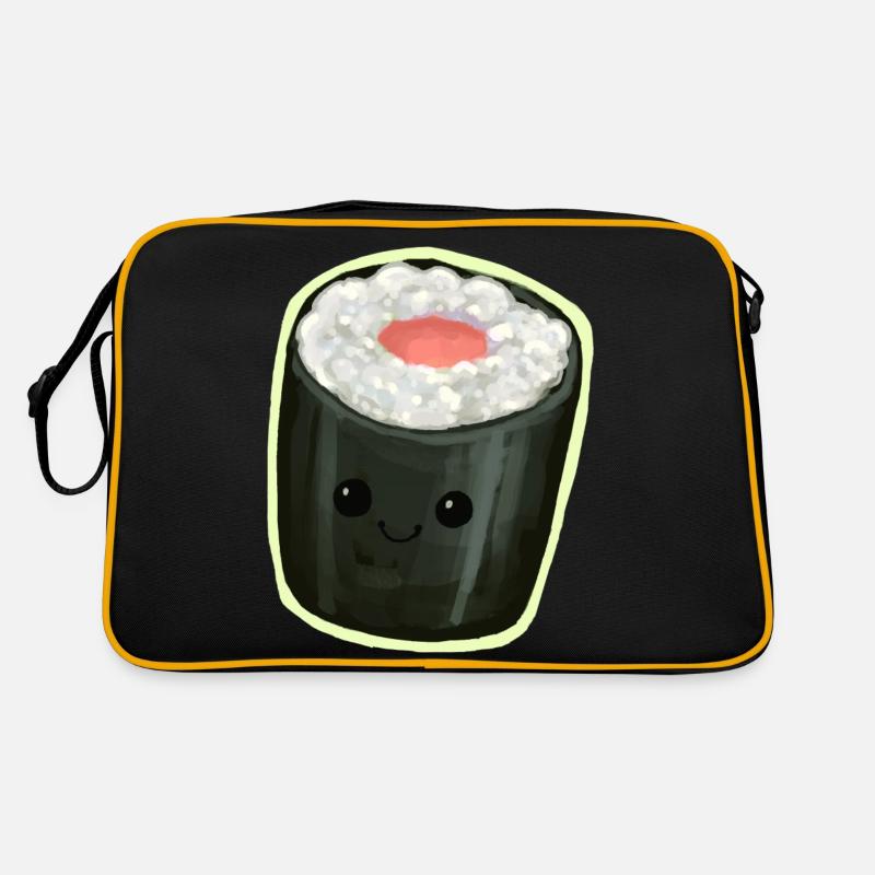 Maki Sushi Roll avec visage kawaii Illustration Sac Retro