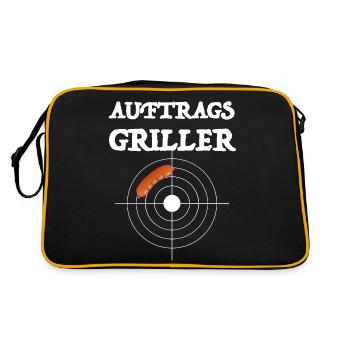 Auftragsgriller | grillen, Party, Bier, feiern - Retro Tasche - Schwarz/Gold - Hinten