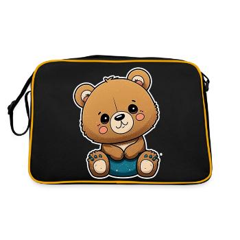 Curious cute Teddy bearwith sweet dark eyes - Retro Bag - black/gold - Back