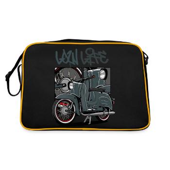 Hirondelle (gris / LowLife) // Illustration - Sac Retro - noir/or - Dos