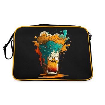 Bunte Bier Explosion Cartoon Style - Retro Tasche - Schwarz/Gold - Hinten