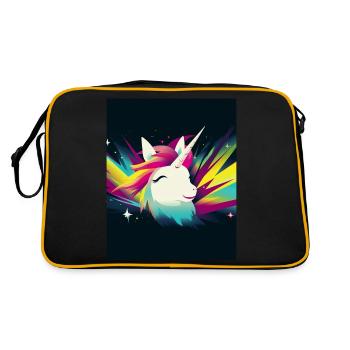 Einhorn Regenbogen Fantasy Design Cartoon 2 - Retro Tasche - Schwarz/Gold - Hinten