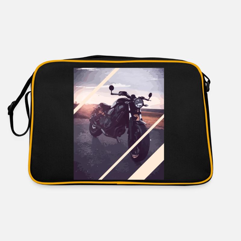 Motorrad - Retro Tasche - Schwarz/Gold