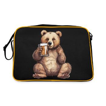 Beer instead of honey - bear with beer glass - Retro Bag - black/gold - Back