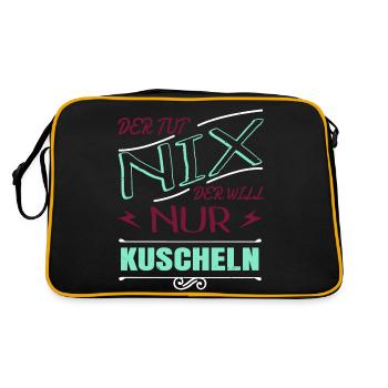 großkatze hauskatze meerkatze zitat seekatze spaß - Retro Tasche - Schwarz/Gold - Hinten
