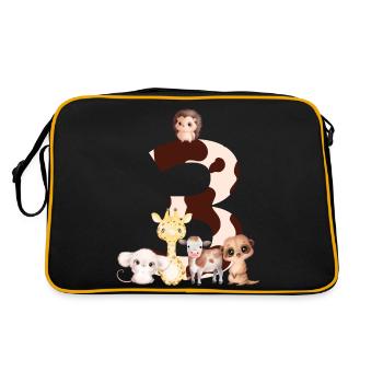 3rd anniversary - third anniversary animals - Retro Bag - black/gold - Back