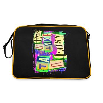 Newspaper Clips Scrapbook Magazines Alphabet Code - Retro Bag - black/gold - Back