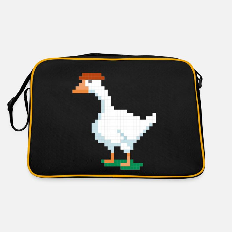 A duck with a pixelated hat - Retro Bag - black/gold