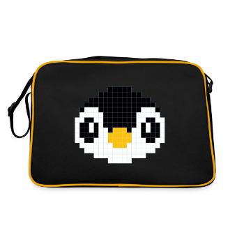 Pixelated penguin head - Retro Bag - black/gold - Back