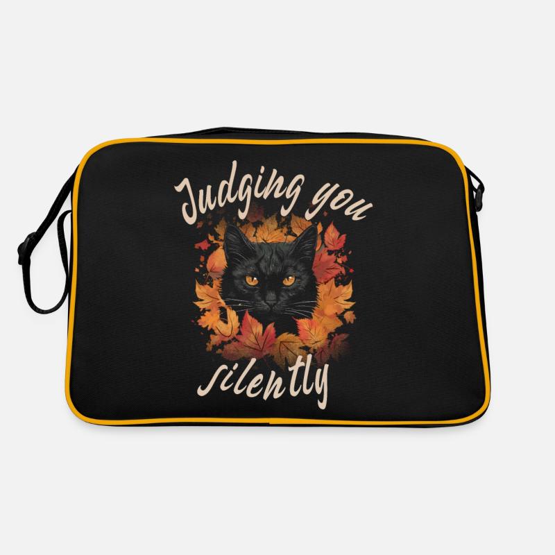 Schwarze Katze beurteilt dich stillschweigend Retro Tasche