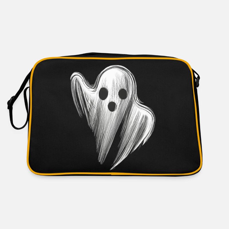 STYLIZED SCARY GHOST - Retro Bag - black/gold