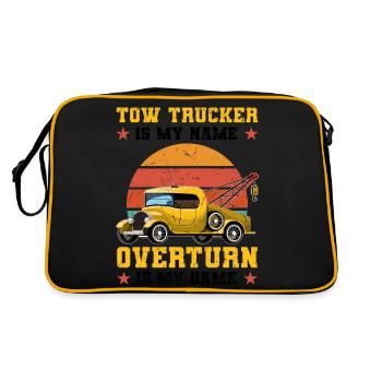 Abschleppwagen | Abschlepper Auto Panne Geschenke - Retro Tasche - Schwarz/Gold - Hinten