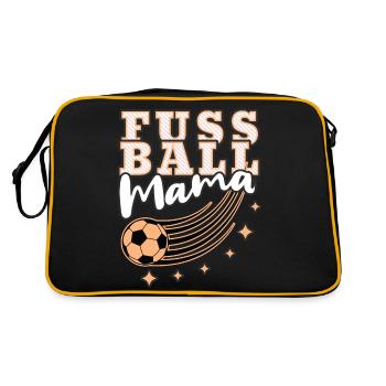 fußball mama mutter spruch geschenk - Retro Tasche - Schwarz/Gold - Hinten