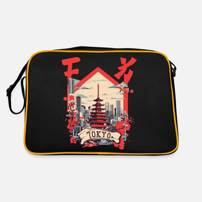 Tokyo - Retro Tasche - Schwarz/Gold