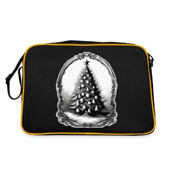 Weihnachtsbaum / Tanne / Christbaumkugeln / Stern - Retro Tasche - Schwarz/Gold - Hinten