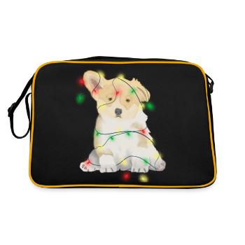 Weihnachtlicher lustiger Hund - Retro Tasche - Schwarz/Gold - Hinten