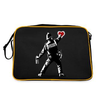 Police StreetArt - Retro Tasche - Schwarz/Gold - Hinten