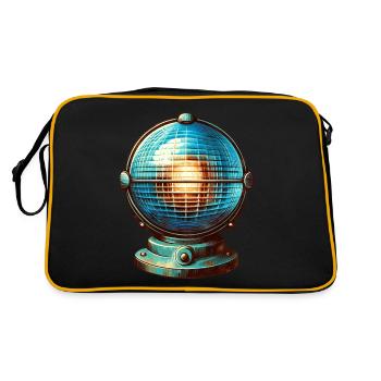 Retro Blaulicht Feuerwehr Polizei Martinshorn - Retro Tasche - Schwarz/Gold - Hinten