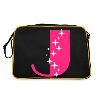 Buchstabe J Glitzer - Retro Tasche - Schwarz/Gold - Hinten