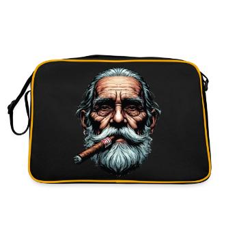 Alter Mann mit Zigarre - Retro Tasche - Schwarz/Gold - Hinten