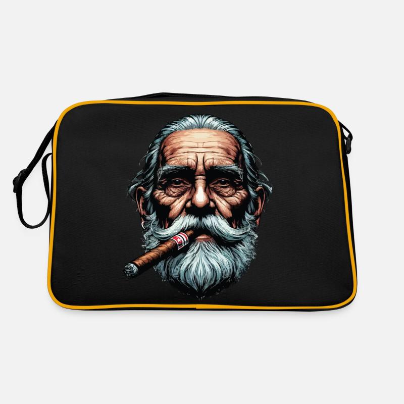 Old man with cigar Retro Bag