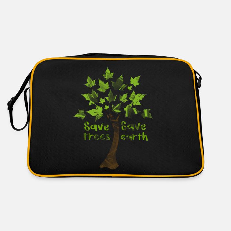 Bäume retten, Erde retten - Retro Tasche - Schwarz/Gold
