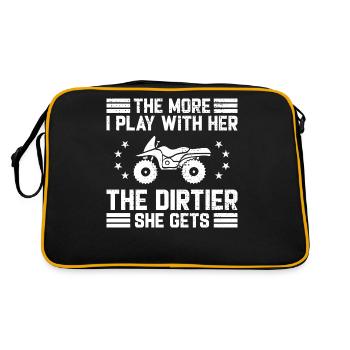 Motocross Funny Saying Dentist Bill Dirtbike - Retro Tasche - Schwarz/Gold - Hinten