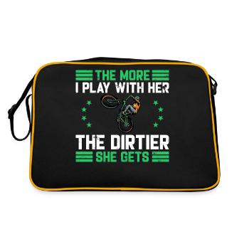Motocross Funny Saying Dentist Bill Dirtbike - Retro Tasche - Schwarz/Gold - Hinten