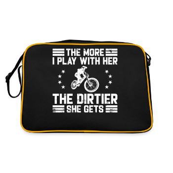 Motocross Funny Saying Dentist Bill Dirtbike - Retro Tasche - Schwarz/Gold - Hinten