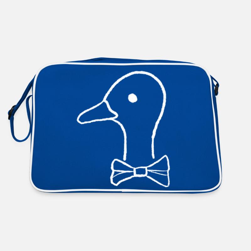 Ente mit Fliege Retro Tasche