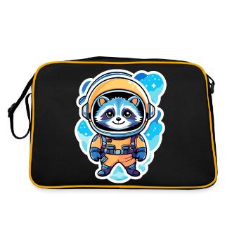 Raccoon Astronaut Illustration - Retro Bag - black/gold - Back