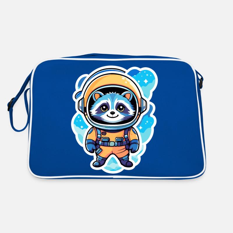 Raccoon Astronaut Illustration Retro Bag