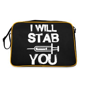 I Will Stab You Syringe Nursing Rn Nurse - Retro Bag - black/gold - Back