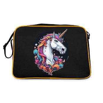 Einhorn / Fabelwesen / Märchen / Magie / Glitzer - Retro Tasche - Schwarz/Gold - Hinten