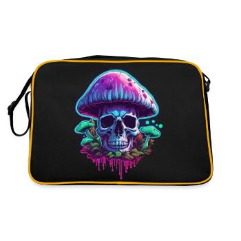 Mushroom / Mushroom / Meadow / Forest / Goa / Psy - Retro Bag - black/gold - Back