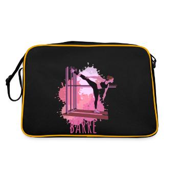 Barre, gymnastik,Sport, Illustration - Retro Tasche - Schwarz/Gold - Hinten