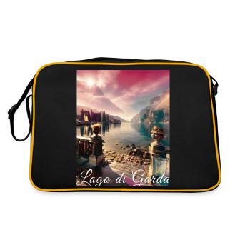Lago di garda,Lac de Garde,lac,paysage - Sac Retro - noir/or - Dos