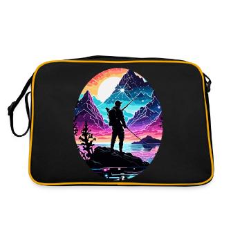 Angler Siluette / Fishing / Fish / Lake / Sport - Retro Bag - black/gold - Back
