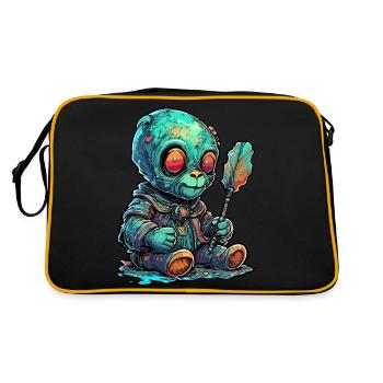 Astronaute / Espace / Animal / Ours / Vaisseau spatial - Sac Retro - noir/or - Dos