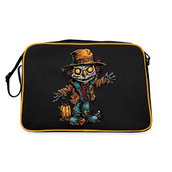 Vogelscheuche / Erntehelfer / Maisfeld / Feld - Retro Tasche - Schwarz/Gold - Hinten