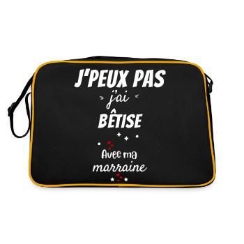 Ich kann nicht, ich habe es mit meiner Patentante vermasselt - Retro Tasche - Schwarz/Gold - Hinten