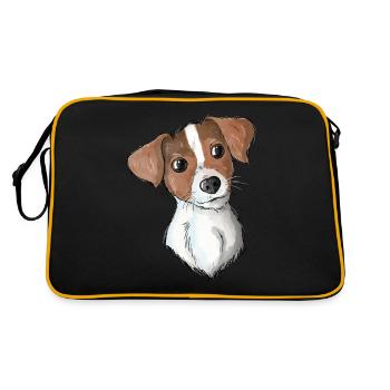 Jack Russell Pattern 4 - Retro Tasche - Schwarz/Gold - Hinten