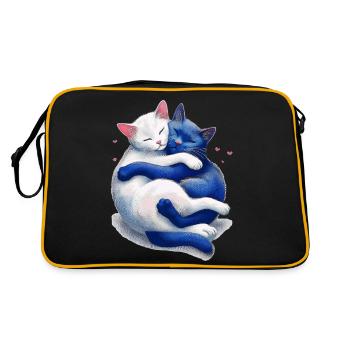 Katzen kuscheln miteinander - Retro Tasche - Schwarz/Gold - Hinten