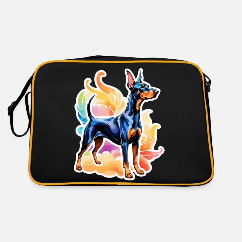 Dobermann Wasserfarben Retro Tasche