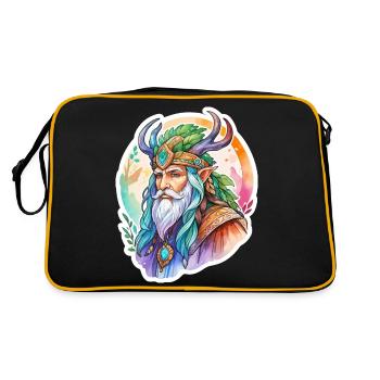 Druide Wasserfarben - Retro Tasche - Schwarz/Gold - Hinten