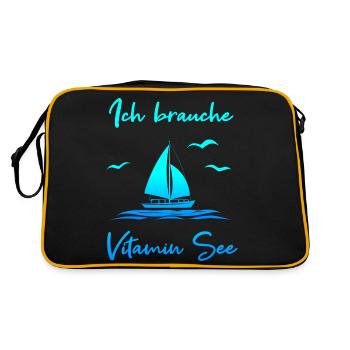 Ich brauche Vitamin See - Retro Tasche - Schwarz/Gold - Hinten