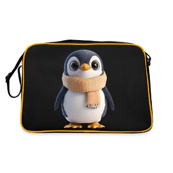 Plush Penguin with Scarf - Retro Bag - black/gold - Back