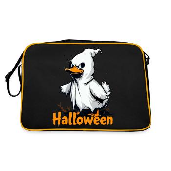 Spooky Duck Ghost Halloween T-Shirt | Cute Ghostly - Retro Bag - black/gold - Back